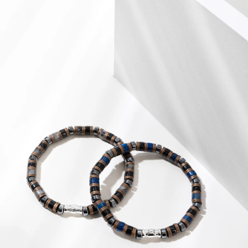 AZE Armband AZ-BS620-A Grand Paradiso Disc Lapis Lazuli en Obsidian - 22708