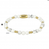 My Bendel Armband, Elastische Edelstaal Vergulde Kralenarmband met Howlite Edelstenen (Small) - 22739