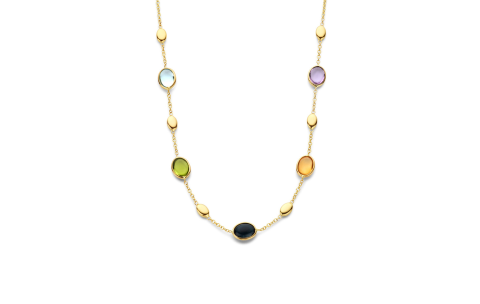Collier, 14krt.goud met natuurlijke kleurstenen (lengte: 41-45 cm.) - 22740
