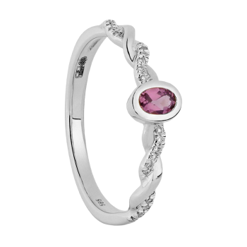 ECLAT Ring, 14krt.witgoud met diamant (0,15ct.) en roze toermalijn (maat 17,5) - 22741 ECLAT Ring, 14krt.witgoud met diamant (0,15ct.) en roze toermalijn (maat 17,5) - 22741