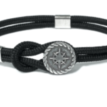 Borsari Gioielli heren armband, BR-CER00BX/L Nylon/Zilver Windroos - 22751