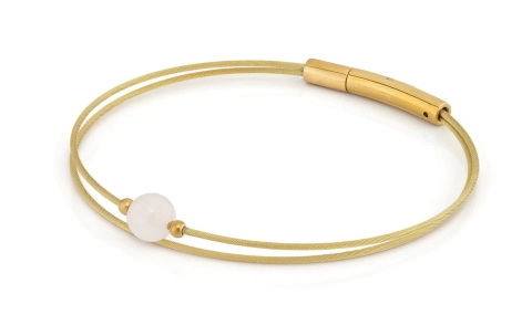 CLIC, Thinking of You armband met Rozenkwarts. Edelstaal Verguld - 22774