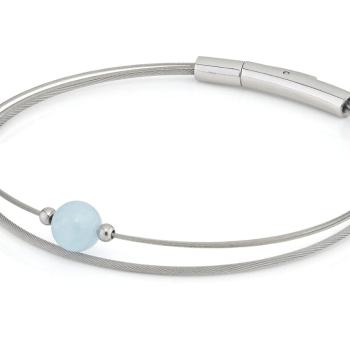 CLIC, Thinking of You edelstalen armband met Aquamarijn. - 22794