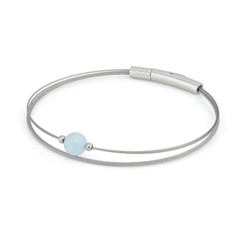 CLIC, Thinking of You edelstalen armband met Aquamarijn. - 22794