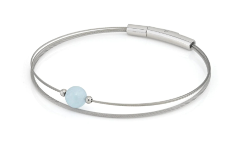 CLIC, Thinking of You edelstalen armband met Aquamarijn. - 22794