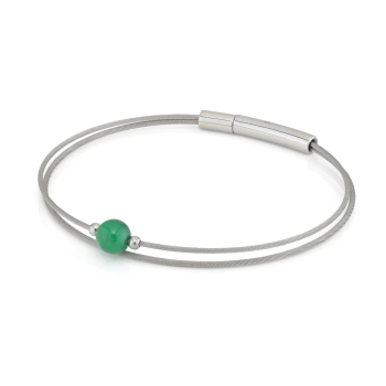 CLIC, Thinking of You edelstalen armband met groene Agaat - 22795
