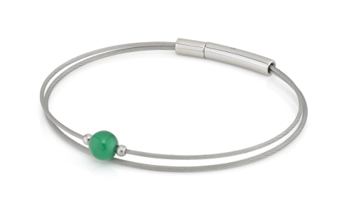 CLIC, Thinking of You edelstalen armband met groene Agaat - 22795