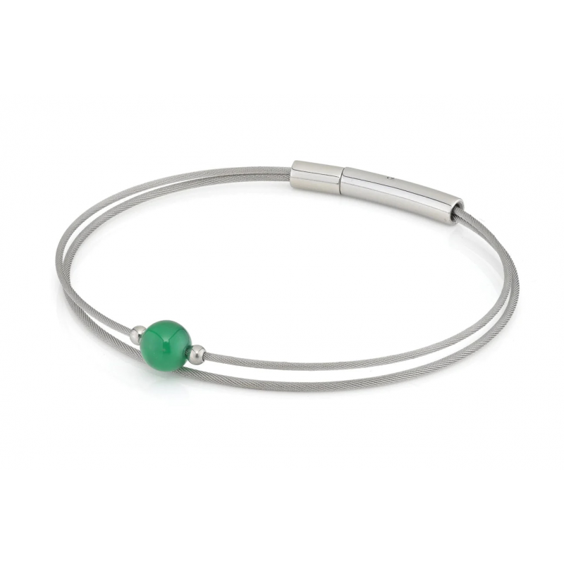 CLIC, Thinking of You edelstalen armband met groene Agaat - 22795
