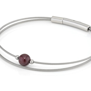CLIC, Thinking of You edelstalen armband met Granaat. - 22803