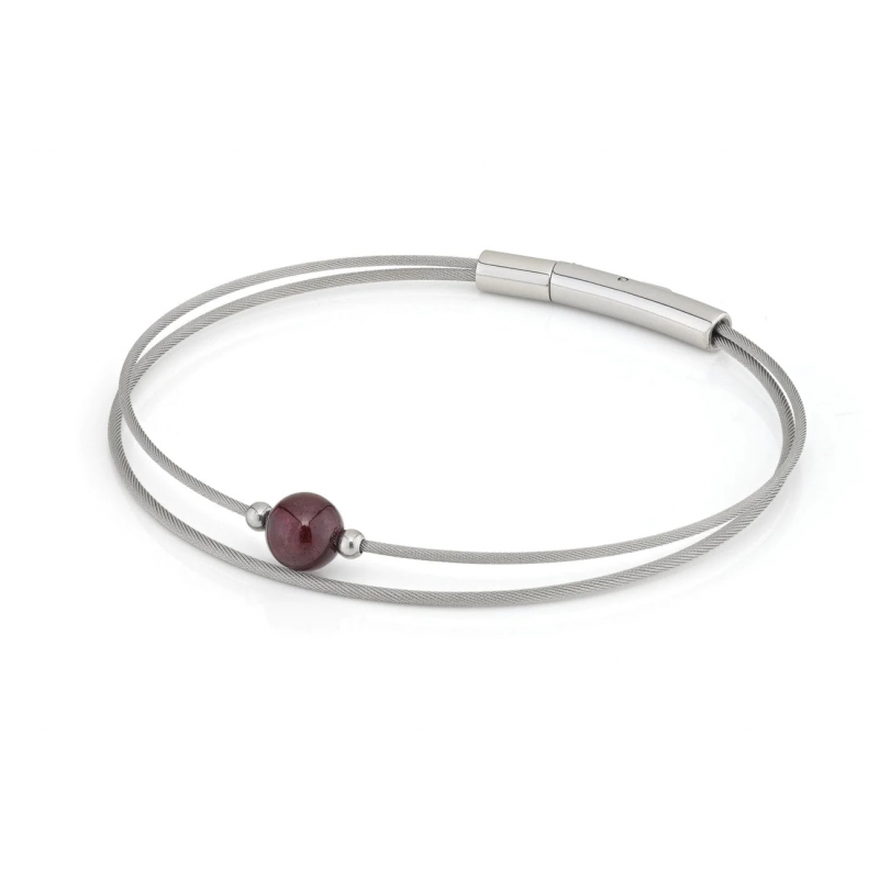 CLIC, Thinking of You edelstalen armband met Granaat. - 22803