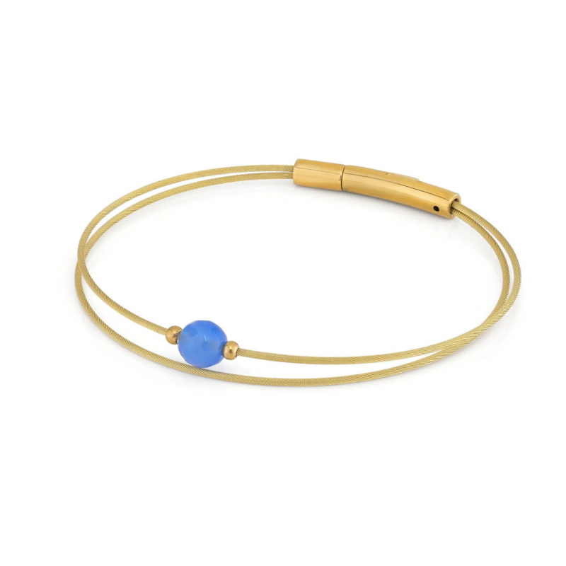 CLIC, Thinking of You edelstaal vergulde armband met blauw Agaat. - 22805