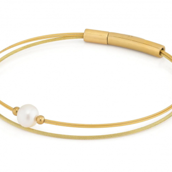 CLIC, Thinking of You edelstaal vergulde armband met een Immitatieparel - 22810