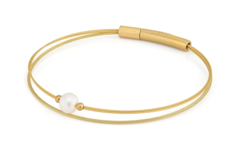CLIC, Thinking of You edelstaal vergulde armband met een Parel - 22810