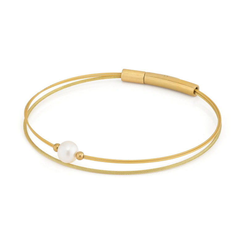 CLIC, Thinking of You edelstaal vergulde armband met een Immitatieparel - 22810