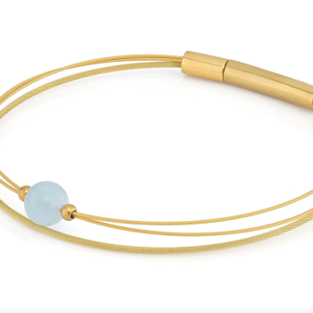 CLIC, Thinking of You edelstaal vergulde armband met Aquamarijn - 22811