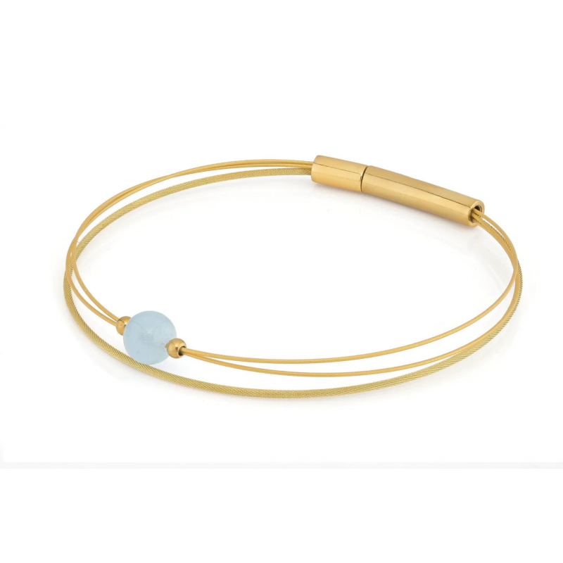 CLIC, Thinking of You edelstaal vergulde armband met Aquamarijn - 22811 CLIC, Thinking of You edelstaal vergulde armband met Aquamarijn - 22811