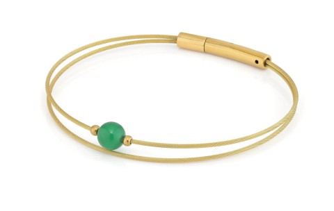 CLIC, Thinking of You edelstaal vergulde armband met groene Agaat - 22812