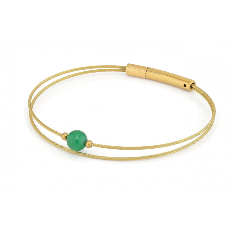 CLIC, Thinking of You edelstaal vergulde armband met groene Agaat - 22812 CLIC, Thinking of You edelstaal vergulde armband met groene Agaat - 22812