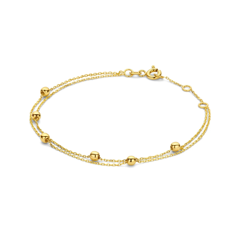 Jackie Armband, 14krt.goud Double Bubble (lengte verstelbaar: 16-18cm.) - 22820 Jackie Armband, 14krt.goud Double Bubble (lengte verstelbaar: 16-18cm.) - 22820