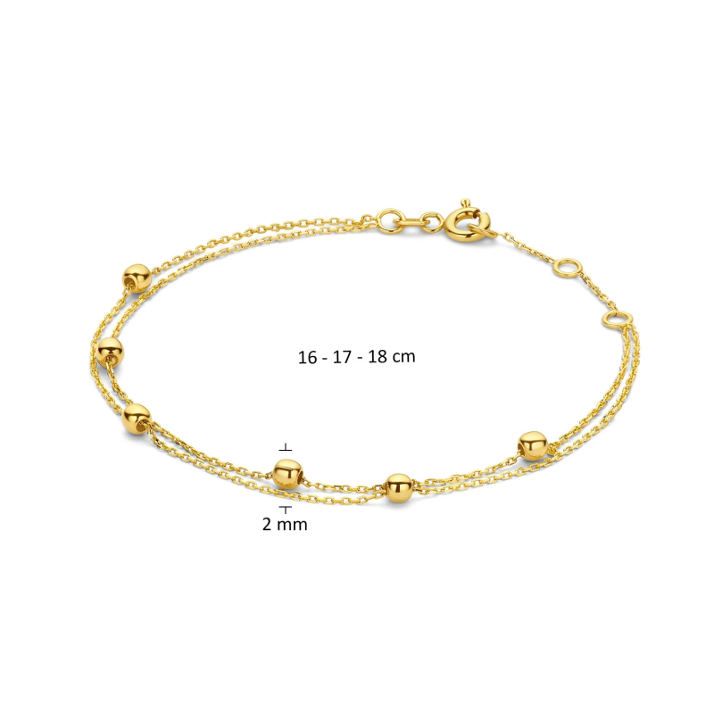 Jackie Armband, 14krt.goud Double Bubble (lengte verstelbaar: 16-18cm.) - 22820 Jackie Armband, 14krt.goud Double Bubble (lengte verstelbaar: 16-18cm.) - 22820
