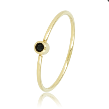 My Bendel Ring, edelstaal verguld met zwarte kleursteen - 22821