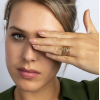 My Bendel Ring, edelstaal verguld met zwarte kleursteen - 22821