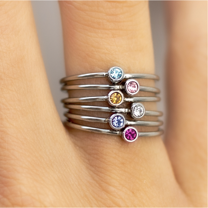 My Bendel Ring, edelstaal met fuchsia kleursteen - 22822