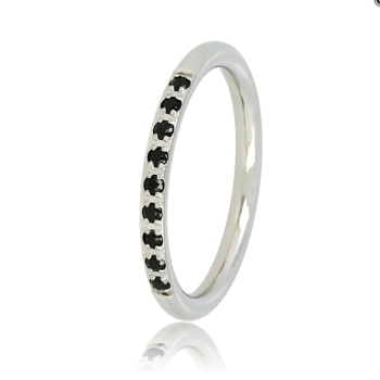 My Bendel Ring, edelstaal met zwart zirkonia - 22825