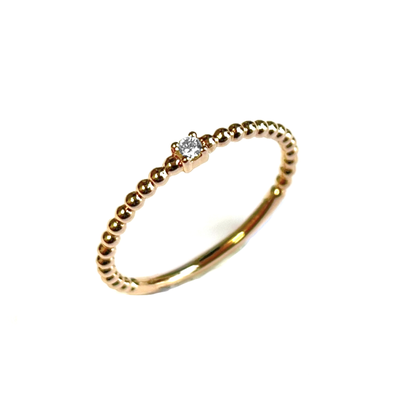 Ring, 14 krt.rose-goud met diamant 0,04ct (maat 55) - 22864