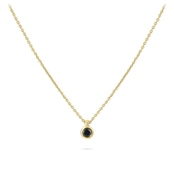 Collier, zilver verguld met schuifhanger zwart zirconia (lengte:42-47cm.) - 22867 Collier, zilver verguld met schuifhanger zwart zirconia (lengte:42-47cm.) - 22867