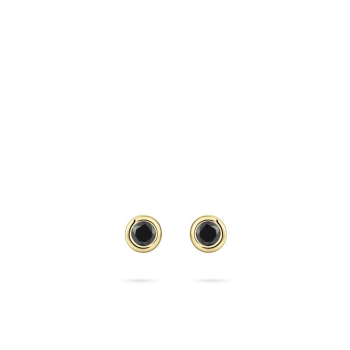 Oorknoppen, zilver verguld met zwart zirconia (5mm.) - 22870 Oorknoppen, zilver verguld met zwart zirconia (5mm.) - 22870