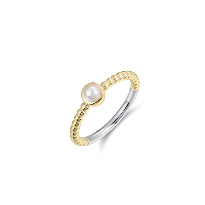 Ring, zilver verguld met immitatieparel (maat 54) - 22874