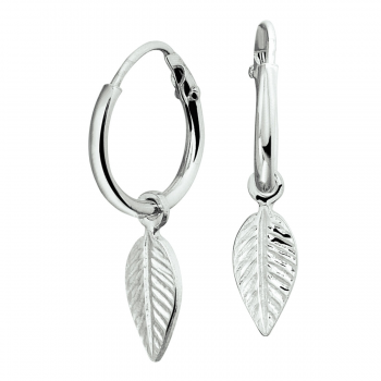 Oorringen, zilver gerhodineerd met veer - 22878