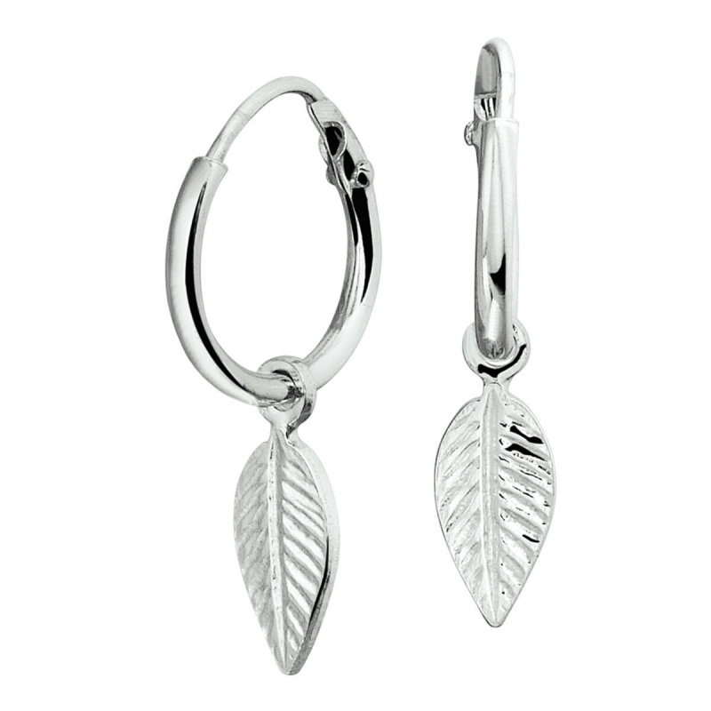 Oorringen, zilver gerhodineerd met veer - 22878 Oorringen, zilver gerhodineerd met veer - 22878