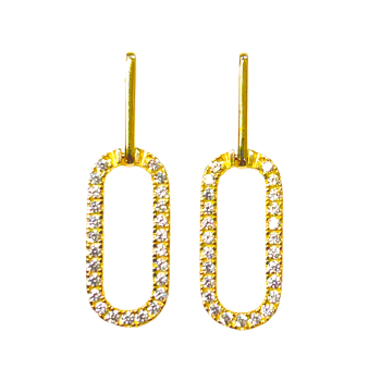 Joy & Julia Oorhangers, 14krt.goud met zirconia (24x7mm.) - 22884