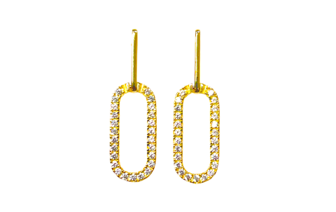 Joy & Julia Oorhangers, 14krt.goud met zirconia (24x7mm.) - 22884