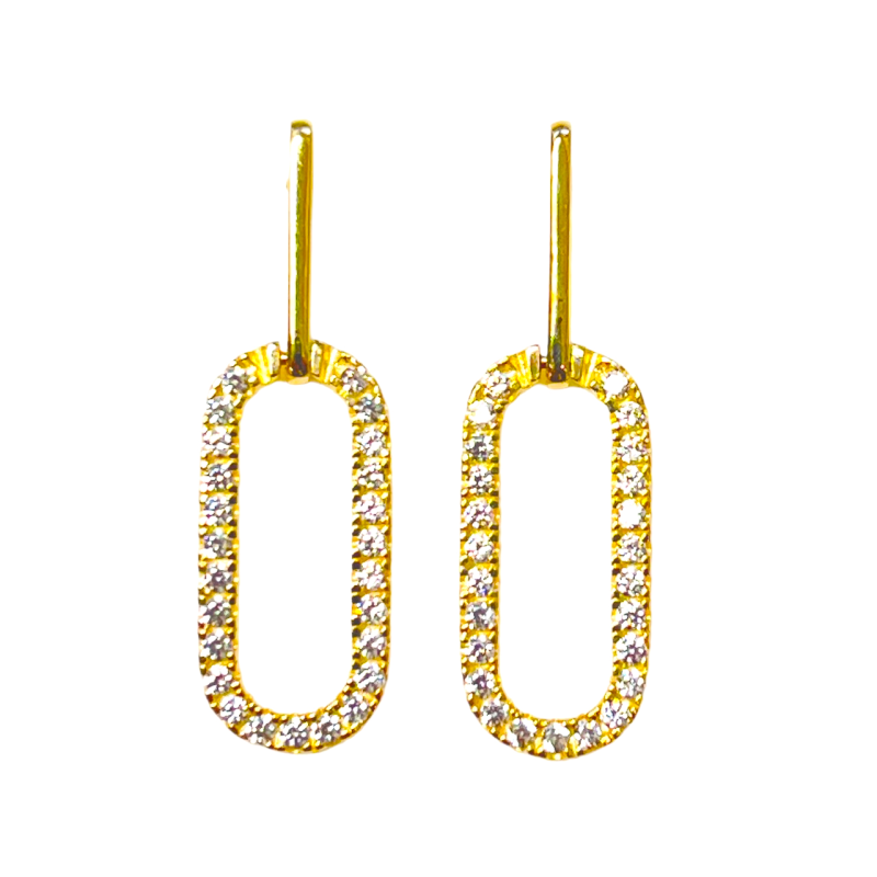 Joy & Julia Oorhangers, 14krt.goud met zirconia (24x7mm.) - 22884