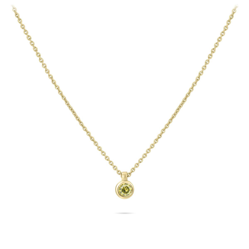 Collier, zilver verguld met schuifhanger lichtgroen zirconia (lengte:42-47cm.) - 22911