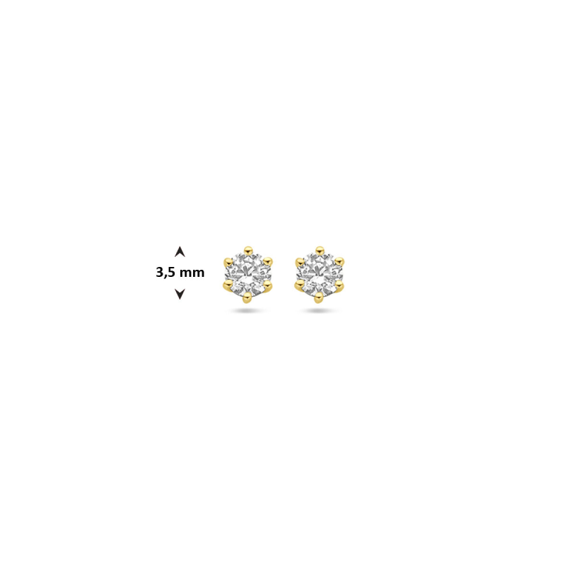 Oorknoppen, 14krt.goud met zirkonia (3,5mm.) - 22920