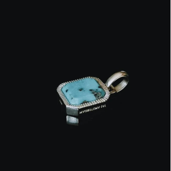 TAJ AMSTERDAM Zilveren Hanger Chetas met Turkoois "geluk en bescherming" (12x21mm) - 22942