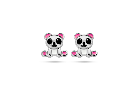 HC Oorknoppen, zilver gerhodineerd panda - 22954