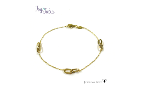 Joy & Julia Armband, 14krt.goud boxlink (lengte: 18,5cm.) - 22964