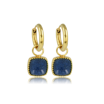 My Bendel Oorringen, edelstaal verguld met blauwe Aventurijn (oorringen 10x2mm.) - 23071 My Bendel Oorringen, edelstaal verguld met blauwe Aventurijn (oorringen 10x2mm.) - 23071
