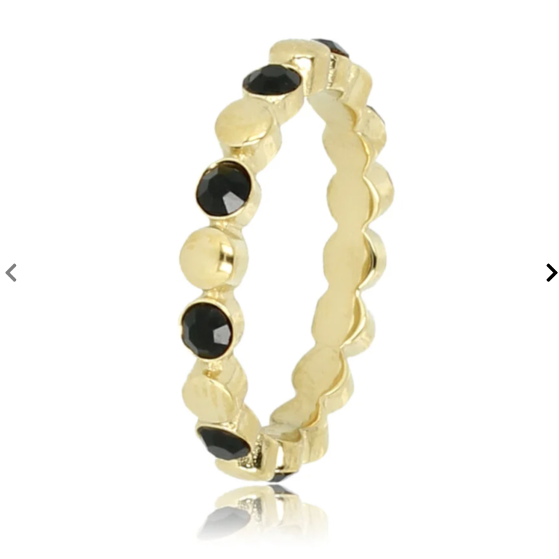 My Bendel Ring, edelstaal verguld met zwarte glassteentjes (18mm) - 23077 My Bendel Ring, edelstaal verguld met zwarte glassteentjes (18mm) - 23077