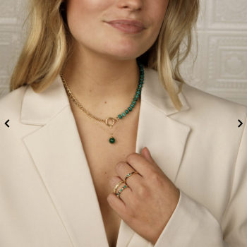 My Bendel Ring, edelstaal verguld met groene glassteentjes - 23078