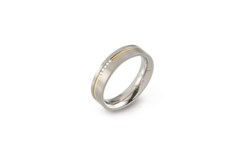 Boccia Ring, titanium bicolour met 0,025ct. diamant (maat 54) - 23100