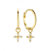 Jackie Oorringen met bedel, 14krt.goud met topaas "Dentelle Hoops" - 23109 Jackie Oorringen met bedel, 14krt.goud met topaas "Dentelle Hoops" - 23109