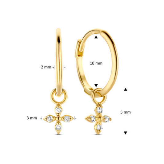 Jackie Oorringen met bedel, 14krt.goud met topaas "Dentelle Hoops" - 23109 Jackie Oorringen met bedel, 14krt.goud met topaas "Dentelle Hoops" - 23109