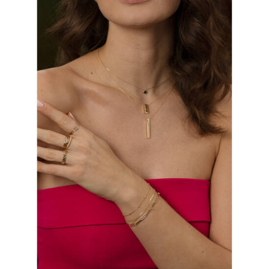Jackie Collier, 14krt.goud "Black Agate Necklace" (lengte: 40-45mm.) - 23113 Jackie Collier, 14krt.goud "Black Agate Necklace" (lengte: 40-45mm.) - 23113