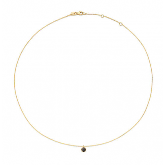 Jackie Collier, 14krt.goud "Black Agate Necklace" (lengte: 40-45mm.) - 23113 Jackie Collier, 14krt.goud "Black Agate Necklace" (lengte: 40-45mm.) - 23113
